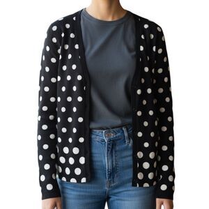 George Polka Dot Black & White Button Down Cardigan (Size Medium)